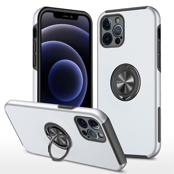 iPhone 13 Pro Hybrid Deksel Med Fingerring - Sølv Silver
