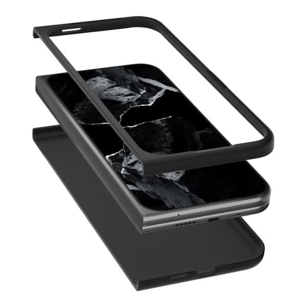 ABEEL Google Pixel 9 Pro Fold 5G Suojakotelo Aitoa Nahkaa + PC - Musta Black
