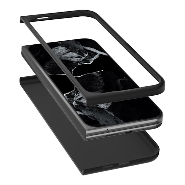 ABEEL til Google Pixel 9 Pro Fold 5G Etui Ægte Læder + PC Mobilcover - Sort Black