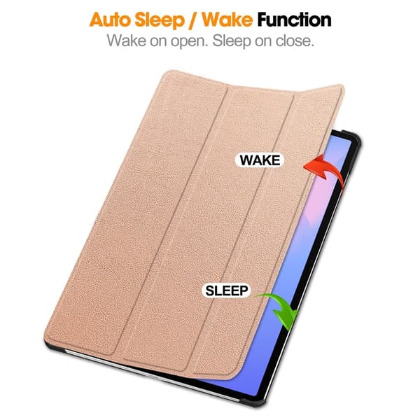 Trifoldet stativ Smart Taske til Samsung Galaxy Tab S10 FE+ Pink gold
