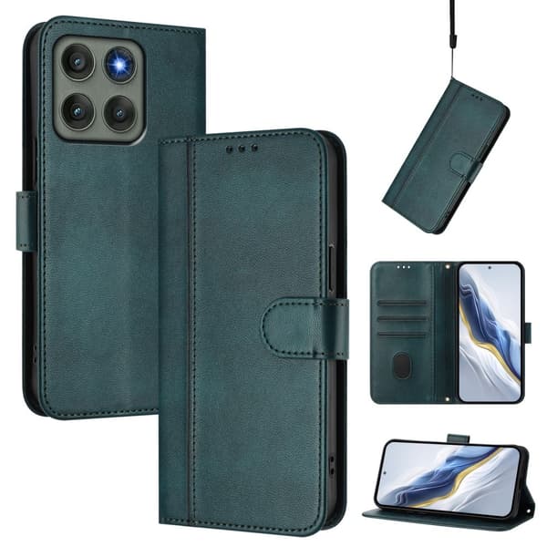 For Motorola Edge 60 Pro 5G Cases Wallet Stand Retro Cover Green