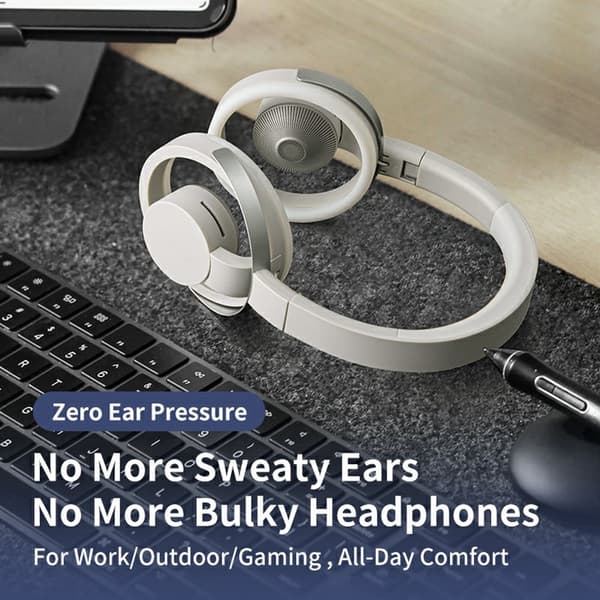 LC6200 Bluetooth Sammenleggbare Hodetelefoner med Åpne Øre ENC Støydempende Headset - Svart Black