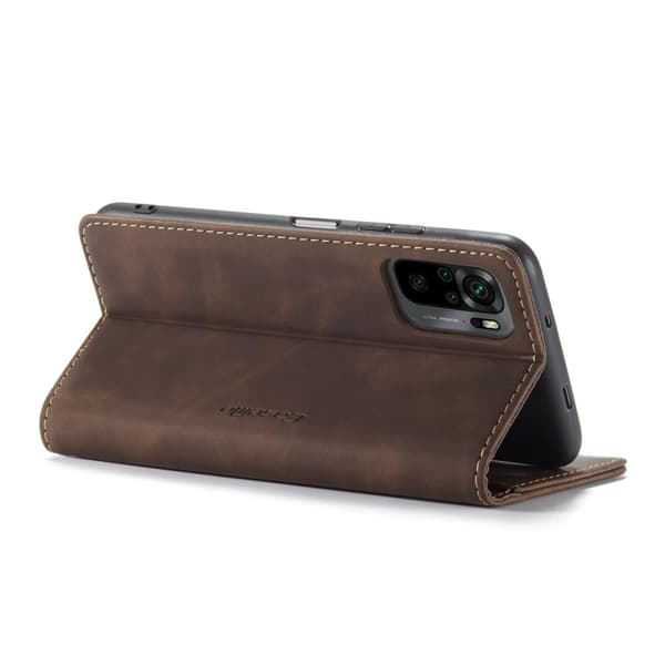 CASEME Retro tegnebog taske til Xiaomi Redmi Note 10 4G/Note 10S - Kaffe Brown