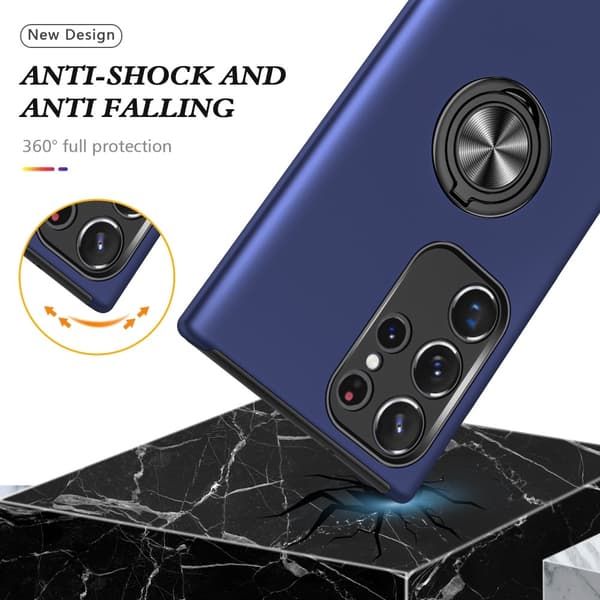 Til Samsung Galaxy S25 Ultra Hybrid Deksel Med Fingerring Blue