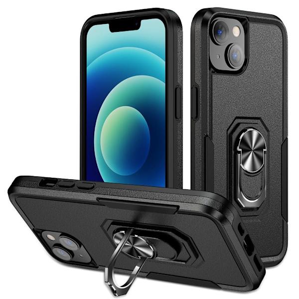 For iPhone 15 PC+TPU støtsikker deksel til mobiltelefon Black