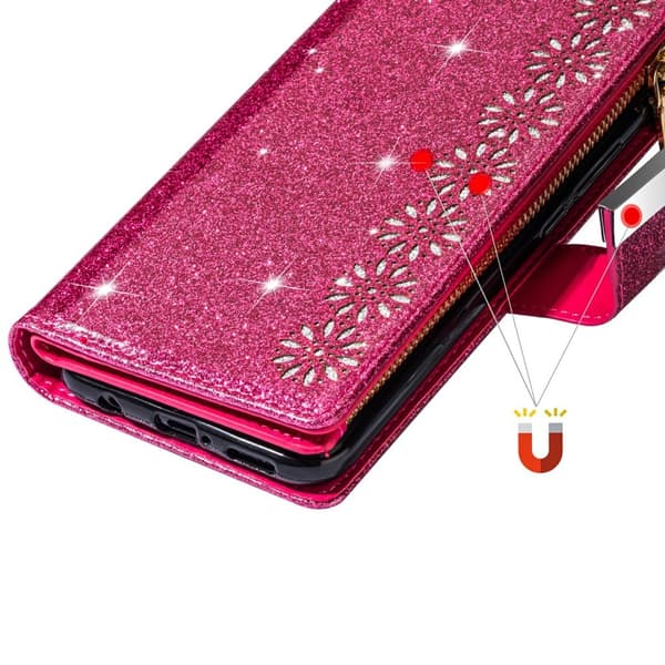 For Samsung Galaxy S25+ Etui Stjernehimmel Gravert Lommebokdeksel Pink