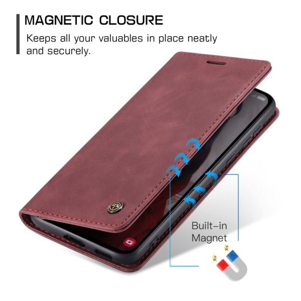 CASEME Retro Lommebokveske for Samsung Galaxy A55 Red