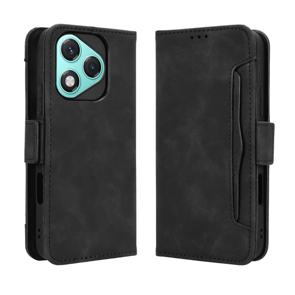 Til Honor 400 Lite 5G Etui Telefonpung med Flere Kortlommer - Sort Black