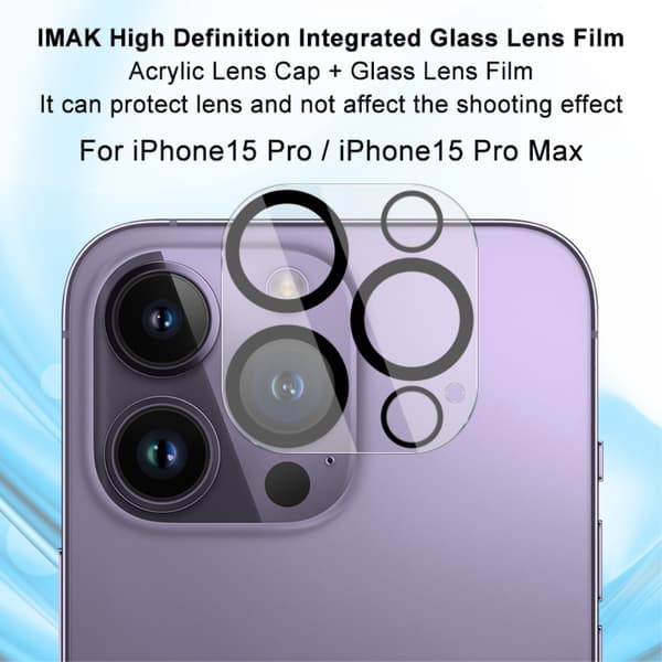 IMAK Til iPhone 15 Pro / 15 Pro Max Integreret Kamerlinsefilm Hærdet Glas Transparent