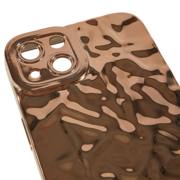 TPU-etui for iPhone 15 med elektroplettering, rynket og ujevn overflate Gold