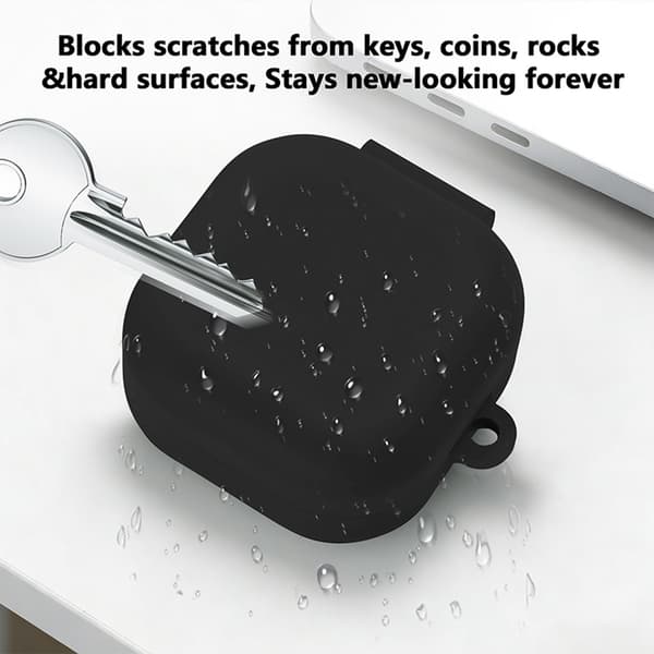 Til Samsung Galaxy Buds4 / Buds4 Pro beskyttelsesdeksel silikon karabinkrok Black