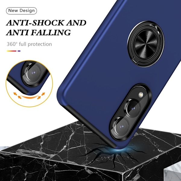 Til Samsung Galaxy S25 Edge Hybrid Deksel Med Fingerring Blue