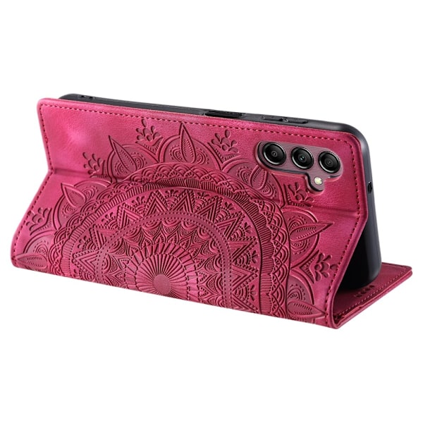 Til Samsung Galaxy S25 tegnebogscover Cover Shell Mandala Blomstermønster Red