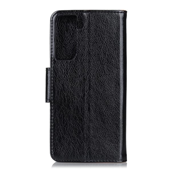 Samsung Galaxy S21 Nappa Texture Wallet Stand Kansi - Musta Black