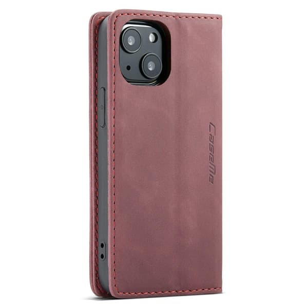 CASEME Retro Wallet Case for iPhone 13 - Winered Red