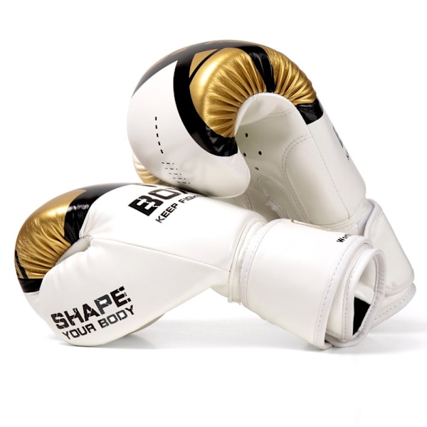 WOSWEIR 1 par 12oz Boxningshandskar Kickboxning Träning för vuxna - Vit/Guld Vit