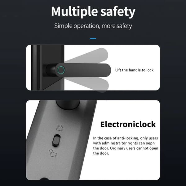 A1 Tuya WiFi Fingeraftryk Smart dørlås Dynamisk adgangskode NFC elektronisk lås Silver