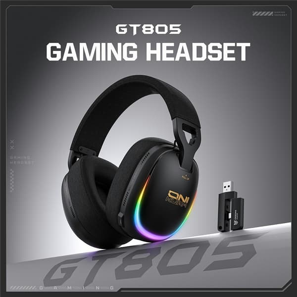 ONIKUMA GT805 Gaming Headset 4 Tilstande Trådløs/Kabelbaseret Over-Ear RGB - Sort Black