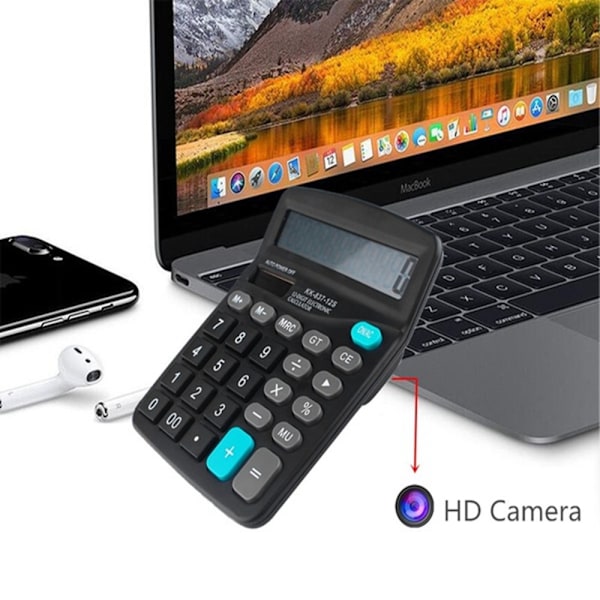 WiFi Lommeregner Skjult kamera HD 4K Mini Cam Support 128GB TF-kort (TF-kort medfølger ikke) Black