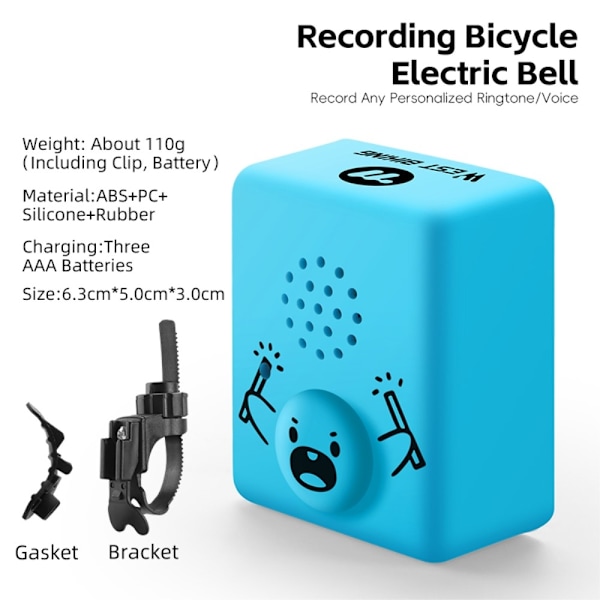 WEST BIKING 120dB Loud Bicycle Horn Sähkötorvi (paristolla) - Sininen Blue one size