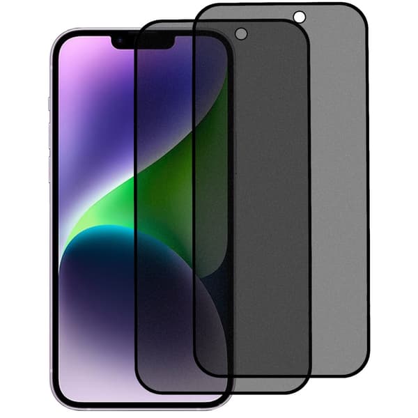 til iPhone 15 Hærdet glas 180 - graders anti - spion Privacy 2stk Transparent