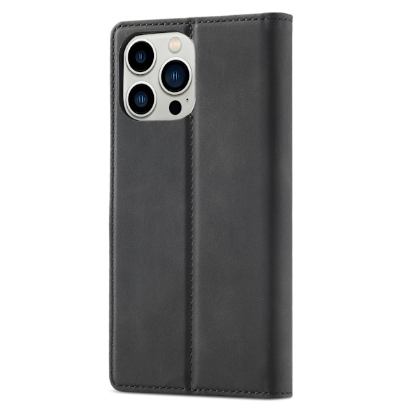 LC.IMEEKE Magneettinen puhelinkotelo iPhone 15 Pro Max -telineen lompakon suojukselle Black