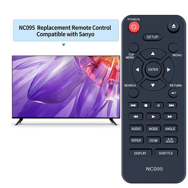 Fjärrkontroll Ersättning för NC095 För Sanyo DVD Spelare Svart