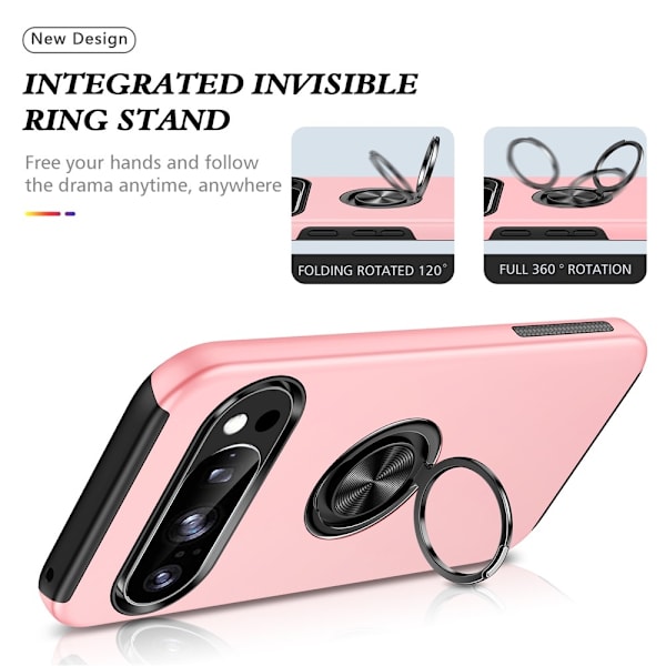 Til Pixel 10 Pro / Pixel 10 Deksel Hybriddeksel med Finger Ring - Rosa Pink