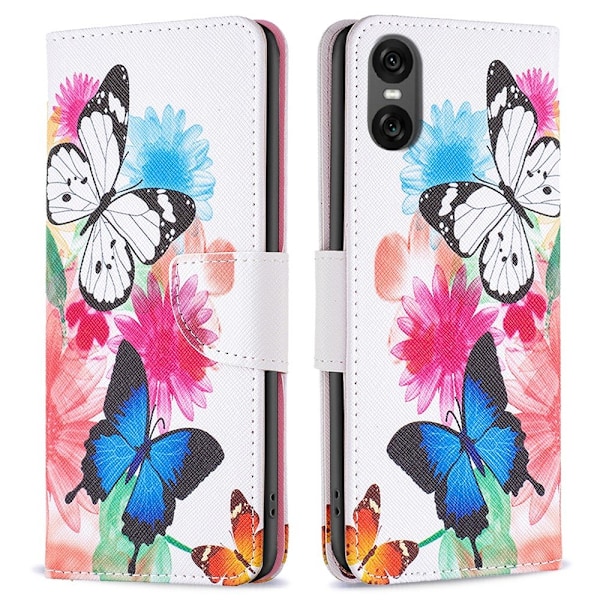 Til Sony Xperia 10 VI tegnebogstativetui mønstertelefoncover Multicolor
