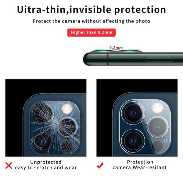Tempered Glass Camera Lens - iPhone 12 Pro Max Transparent