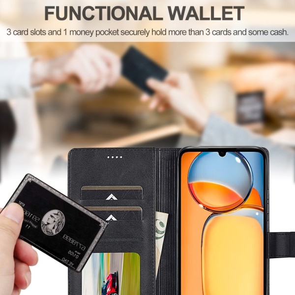 LC.IMEEKE Pung etui Etui Shell til Xiaomi Redmi 13C Black
