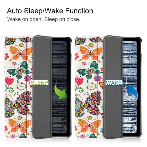 Nokia T21 Trifold Stativ Sleep/Wake Tablettdeksel - Sommerfugler Multicolor