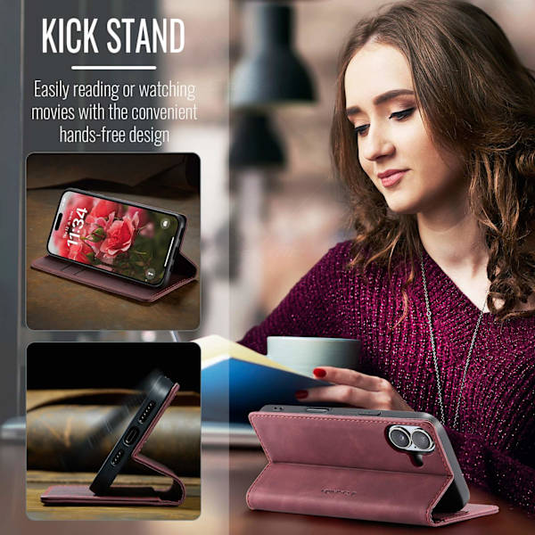 CASEME Retro lompakkokotelo iPhone 17 Red
