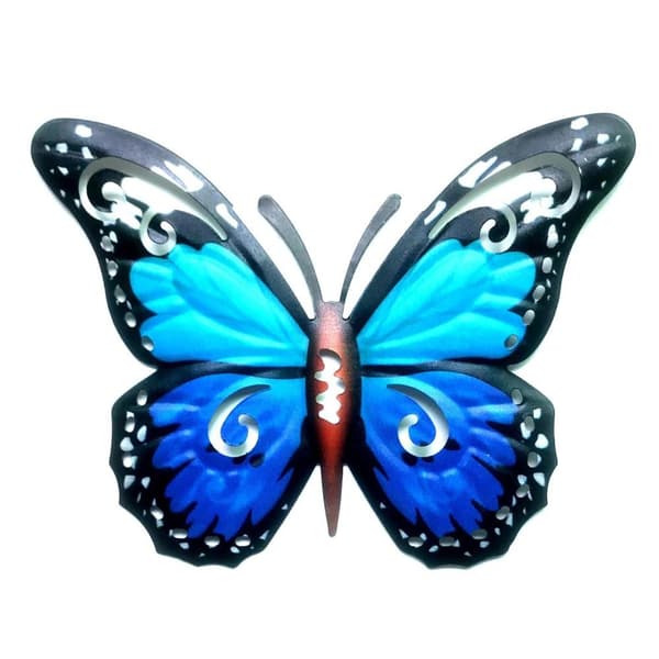 Konst 3D Fjäril Vägghängande Dekor Trädgård Hem prydnad - Blå Blå
