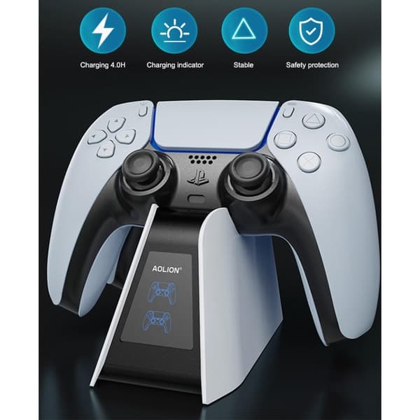 AOLION ALP500701 Hurtigopladningsdock med dobbelt slot til PS5 Elite - controller White