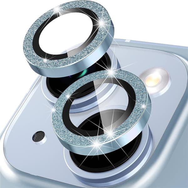 Glitter Linse for iPhone 15 / 15 Plus Blue