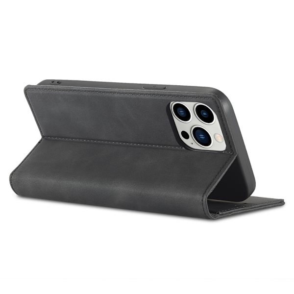 LC.IMEEKE Magneettinen puhelinkotelo iPhone 15 Pro Max -telineen lompakon suojukselle Black