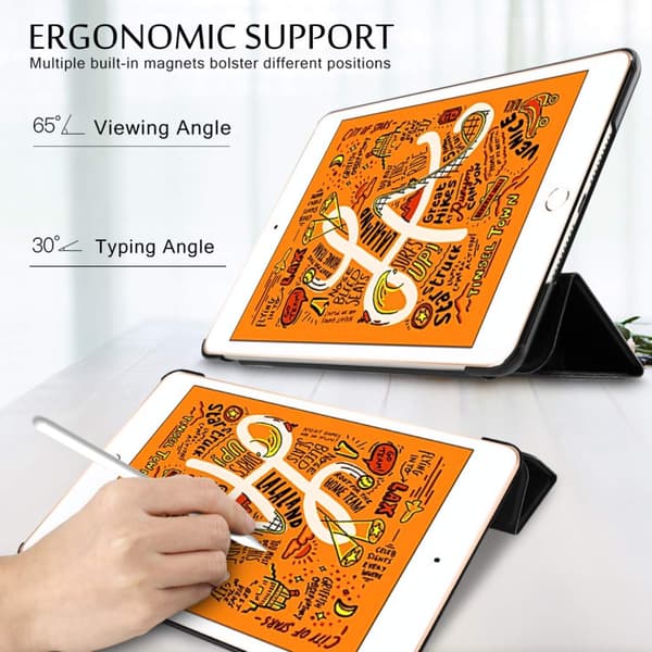 iPad Mini 2019/Mini 4 Slim Fit Trefoldelig Deksel - Svart Black