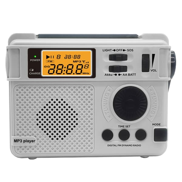 Emergency AM FM-radio Bluetooth Afspiller Håndsvinggenerator PowerBank Black
