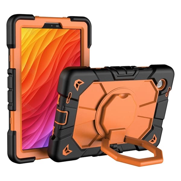 Til Samsung Galaxy Tab A11 Kraftig rustningsveske Nettbrettveske Black + Orange Multicolor