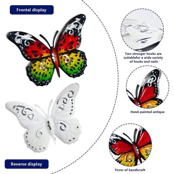 Art 3D Butterfly Seinään ripustettava sisustus Puutarhapihan kotikoriste - punainen- Red