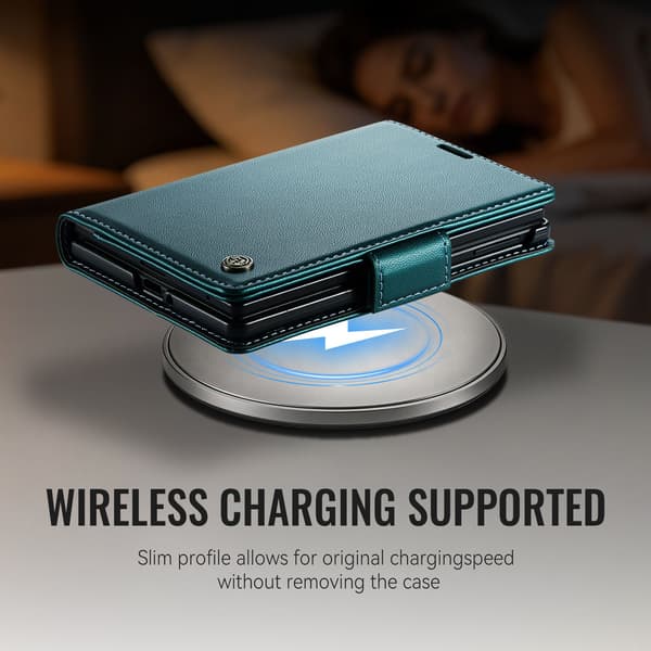 CASEME Glansigt telefonplånboksfodral till Samsung Galaxy Z Fold8 Grön