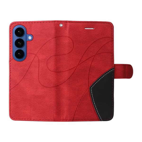 För Samsung Galaxy S26 Plånboksfodral med Stativ Tvåfärgad Design - Röd Röd
