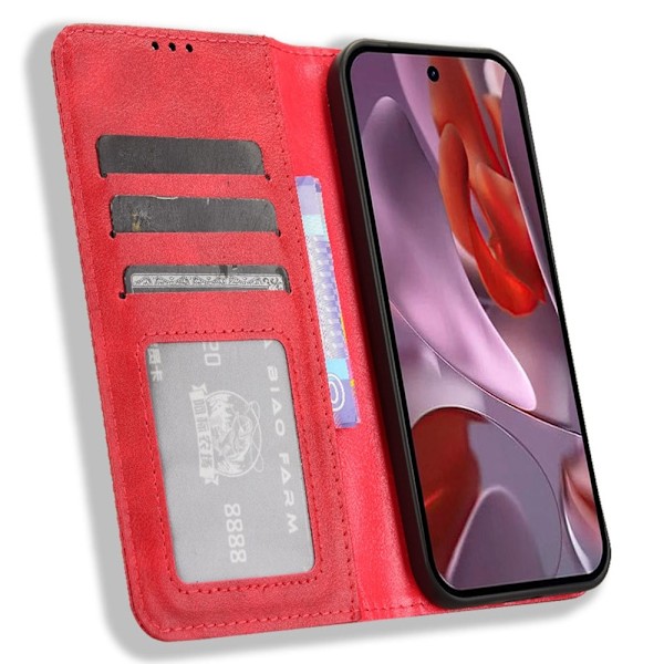 Google Pixel 9A Teline Puhelinkotelo Täysi Suojaus Lompakon Suojaus Red