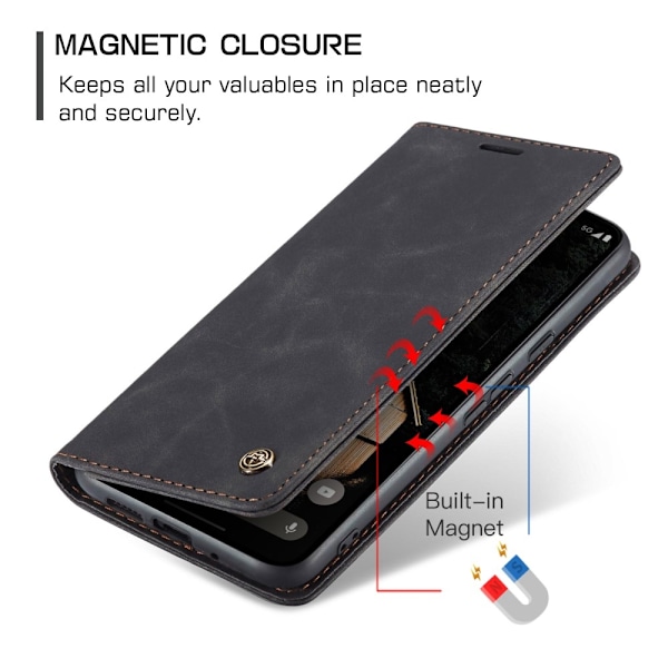 CASEME For Google Pixel 9 Pro XL Etui med Kortlomme og Stativ Black