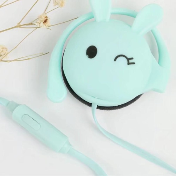 Rabbit Earbuds Over Ear Hovedtelefoner Clip Kablet 3.5mm Headset Green