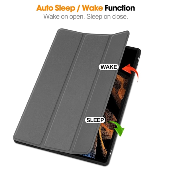 For Samsung Galaxy Tab S10 Ultra Stand Case Shock-Absorbent Tablet Cover with Pen Slot Grey