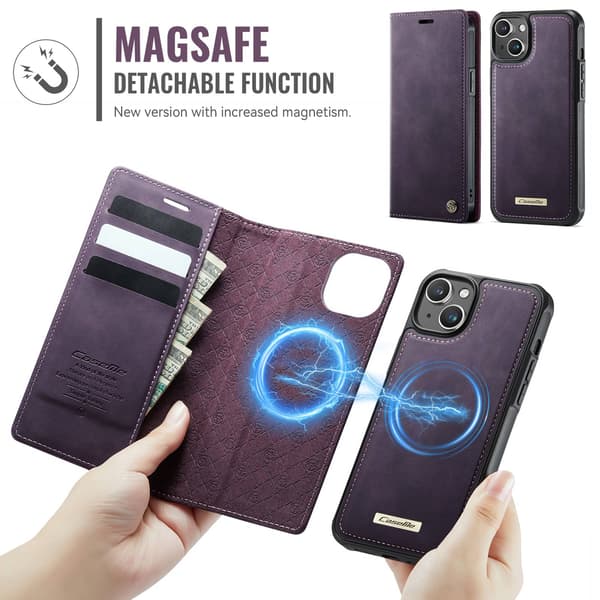 CASEME Til iPhone 15 Lommebokdeksel Magnetisk Avtakbar RFID Beskyttelse Blue