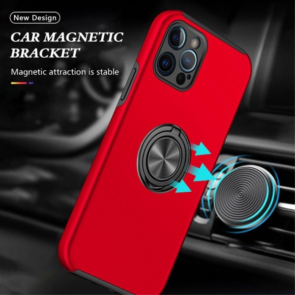 iPhone 14 Pro Max Finger Ring Kickstand Hybrid Case - Red Red