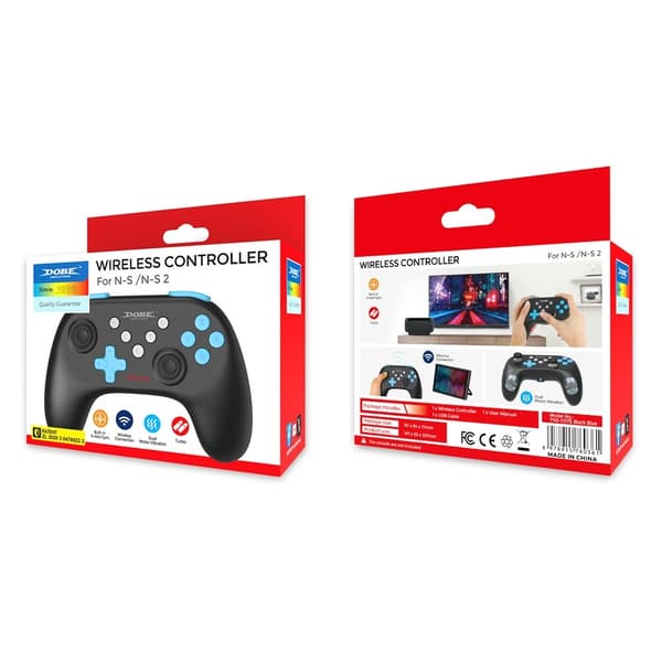 Langaton Bluetooth-ohjain Nintendo Switch 1+2+OLED -värähtelyohjain, Musta/sininen Blue